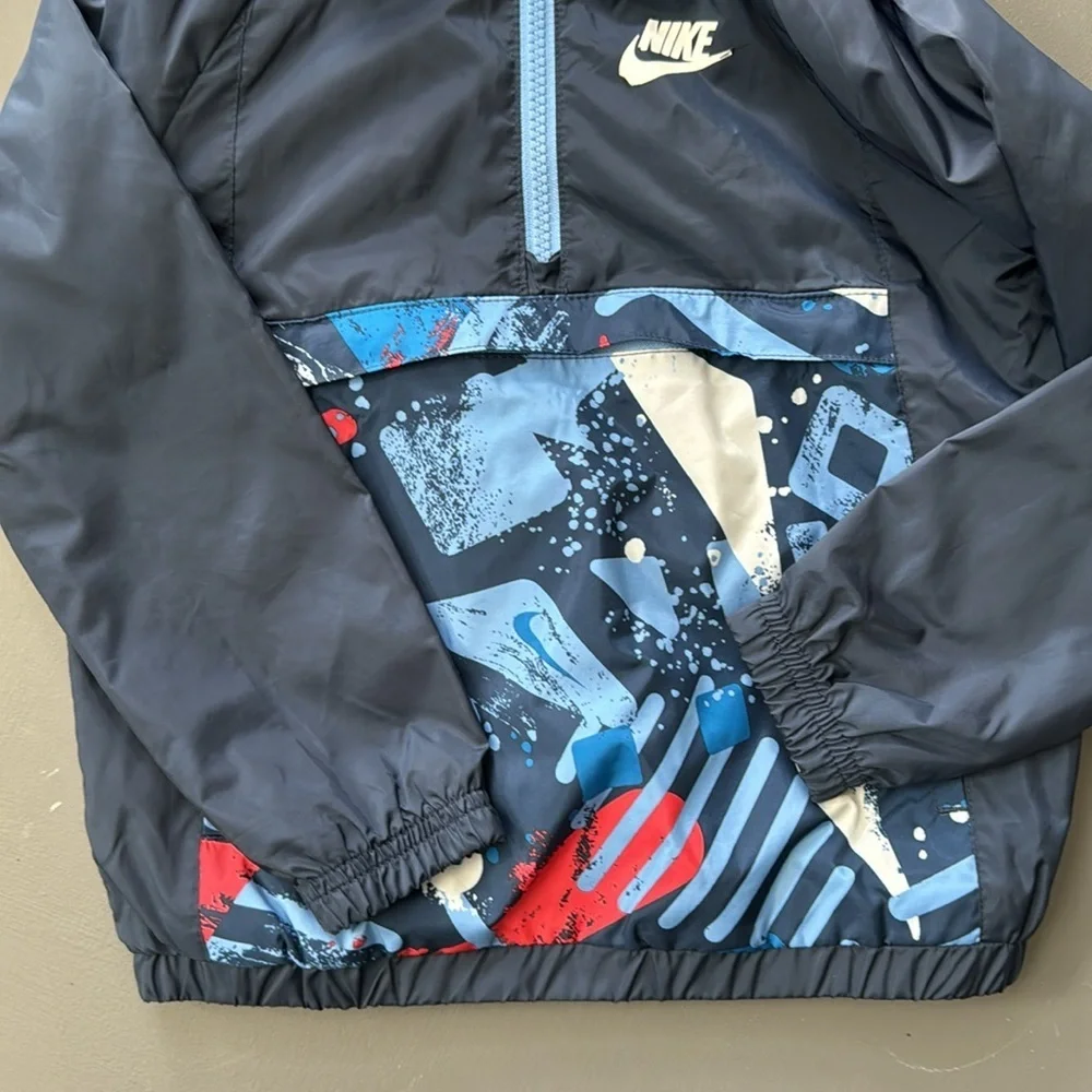 Nike Boys Windbreaker Navy and Red Graphic 3/4T